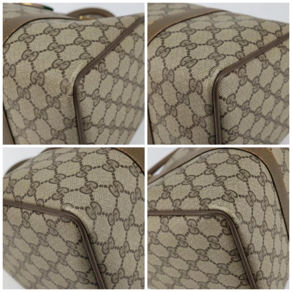 GUCCI GG Supreme Web Sherry Line Boston Bag PVC Beige Gold 40 02 007 Auth 144173 - Picture 16 of 16